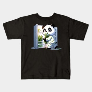 Midnight Snack Panda - Adorable Bamboo-Themed Pajama Party Kids T-Shirt